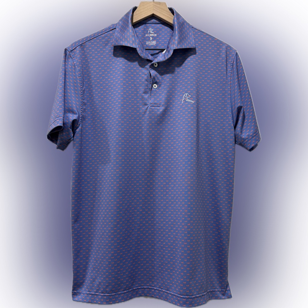 Rhoback Performance Polo Purple Red Print Stretch Golf Size S